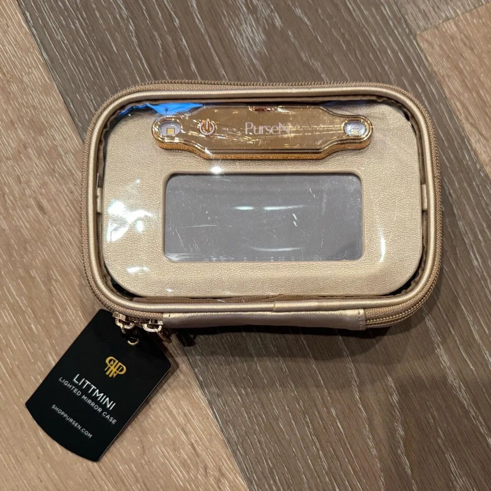 PurseN LittMini Gold Lighted Mirror Case - Picture 3 of 9